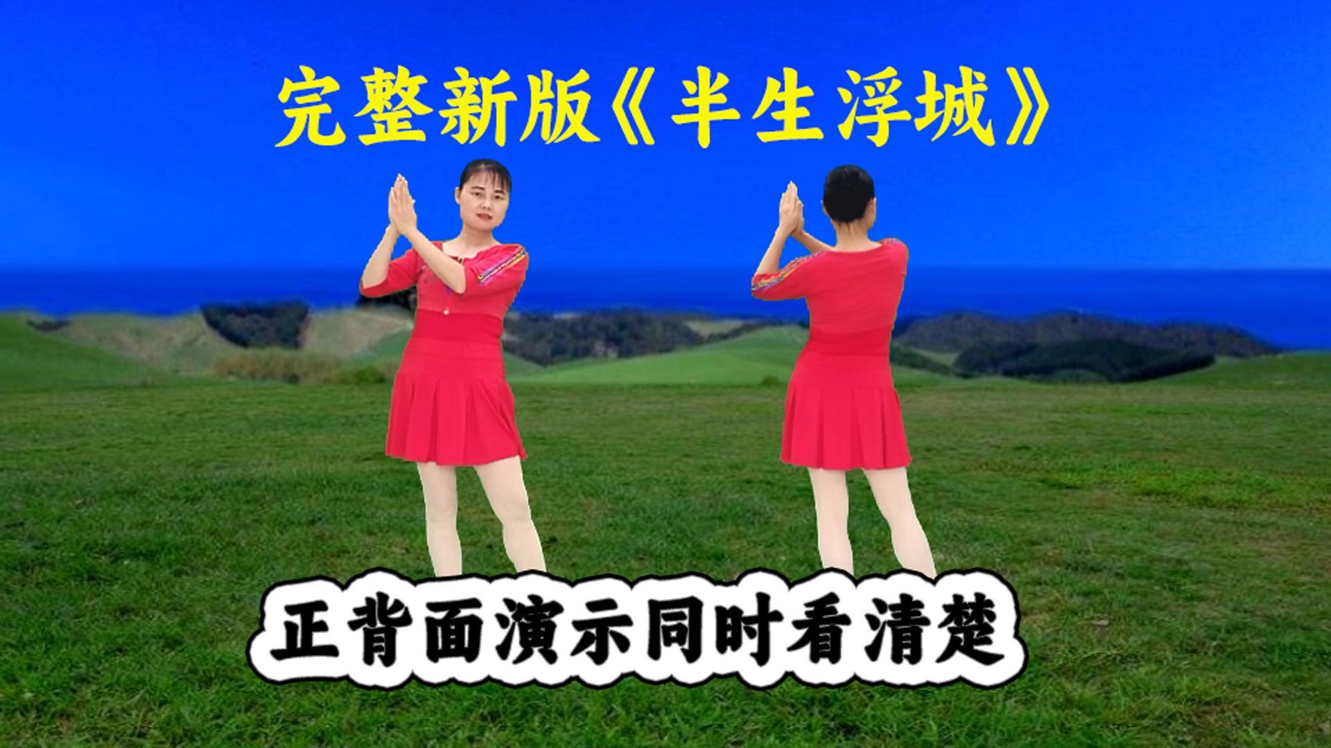 新版64步完整广场舞《半生浮城》正背面同时看清楚