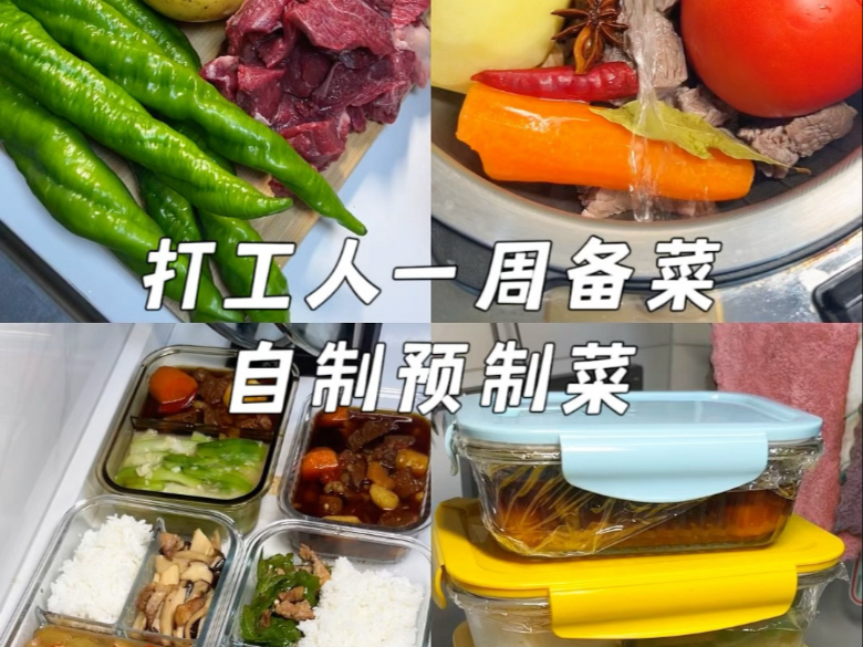 花费52¥｜打工人自制一周预制菜｜午餐平均成本9块