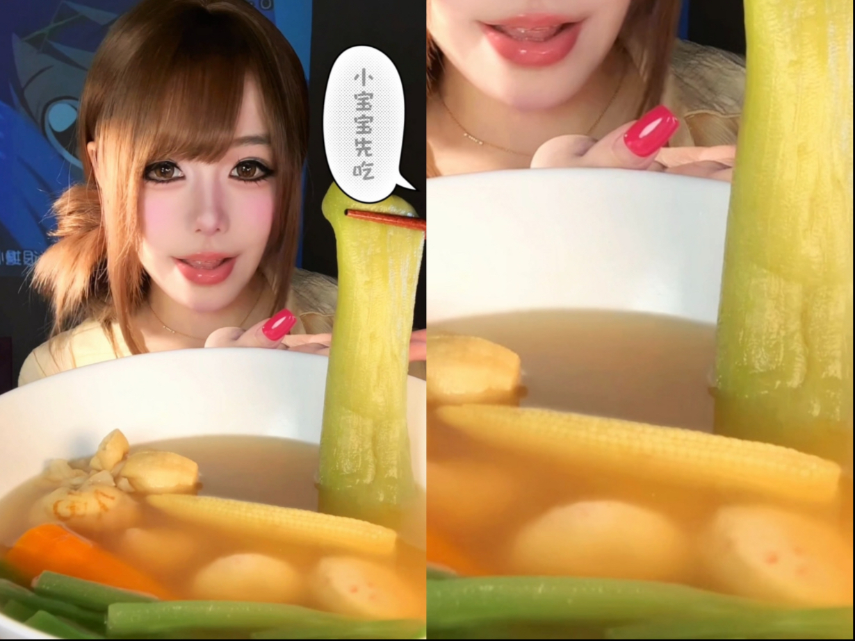 今天吃蔬菜丸子汤（小宝陪我一起吃健康餐啦）