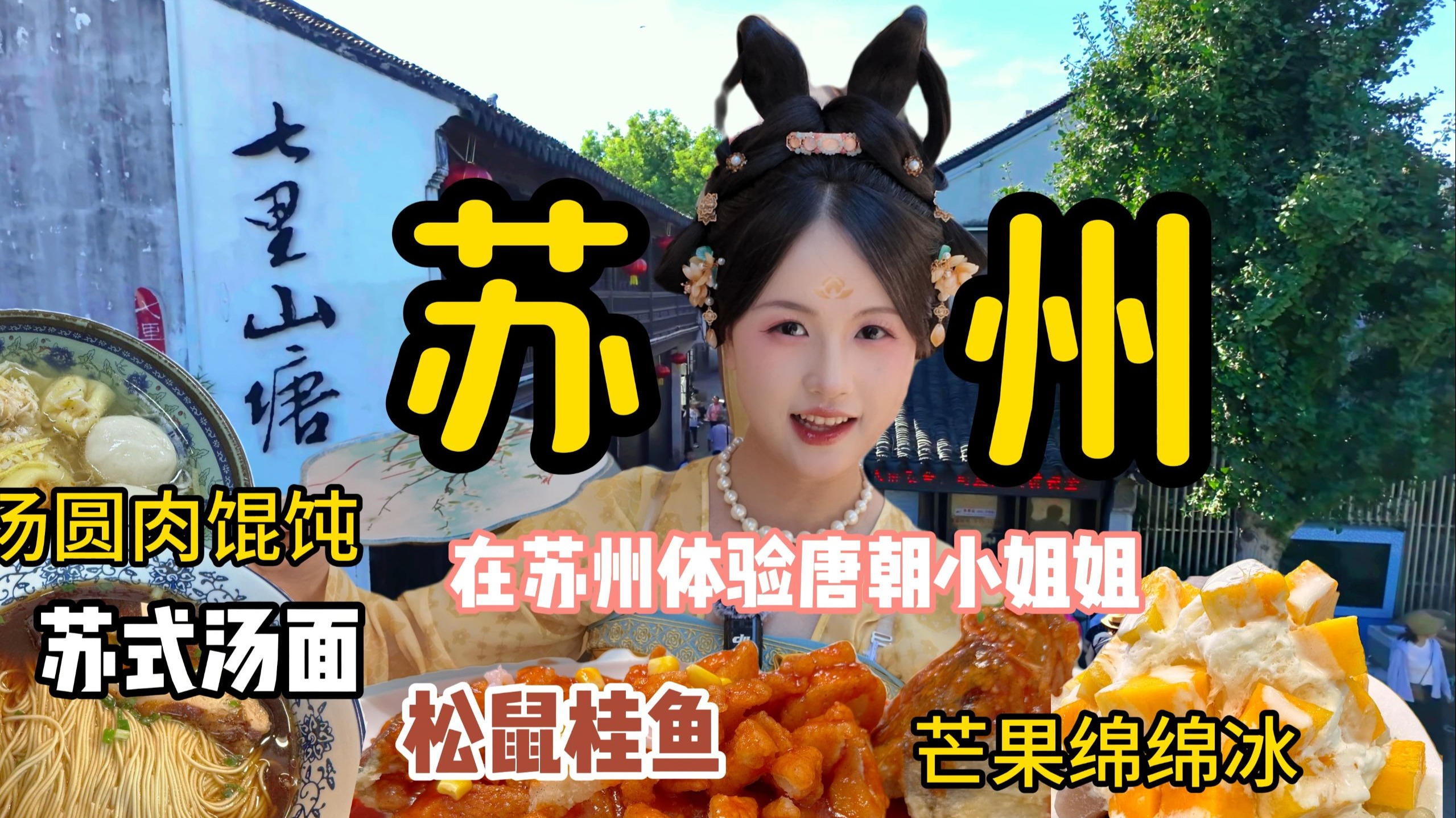 苏州24H逛吃 七里山塘 狮子林 松鼠鱼 苏式汤面 肉汤圆馄饨  