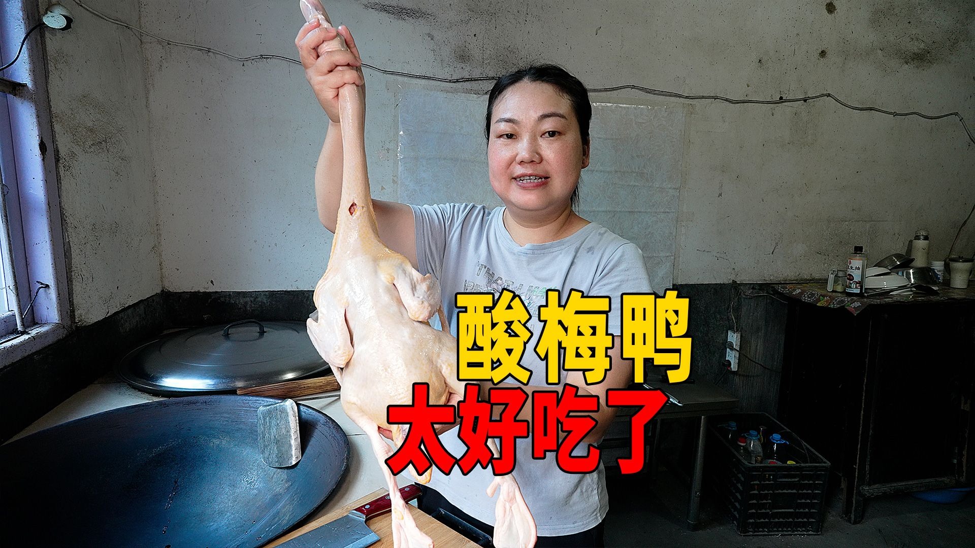 媳妇买一只鸭子，第一次尝试做酸梅鸭，看看怎样