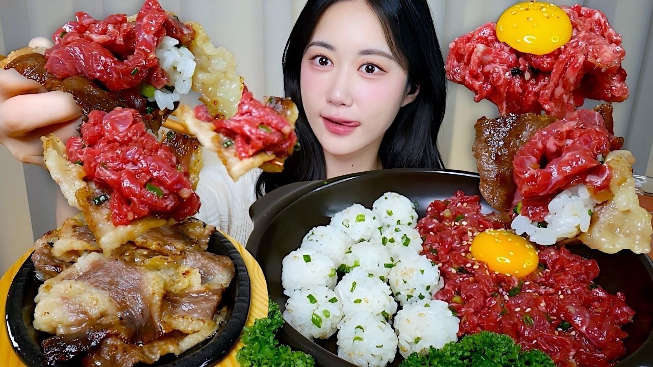 [ONHWA] 烤牛胸肉 + 生牛肉 咀嚼音!