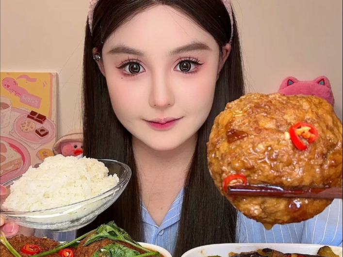 家常菜：四喜丸子、红烧茄子、豆豉空心菜