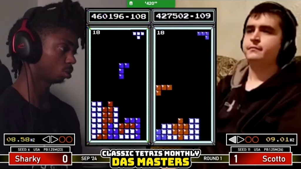 俄罗斯方块2024年9月手速赛十六强第八场 第二局