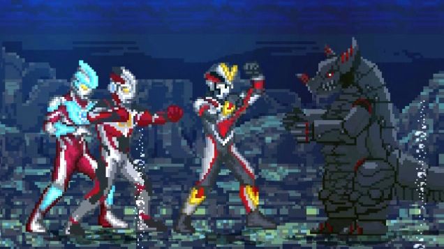 【mugen奥特曼】银河&维克特利&艾克斯 VS机器哥莫拉