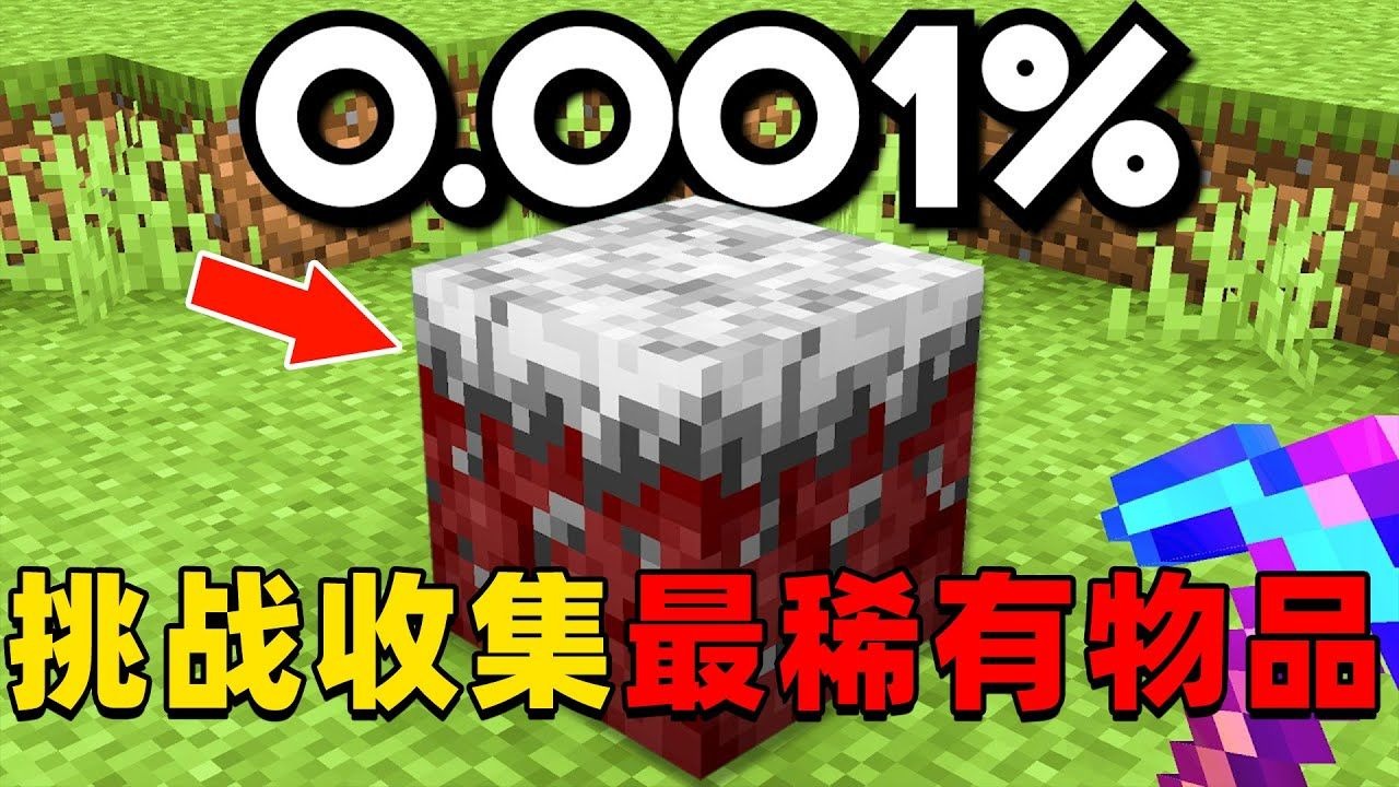 我的世界：挑战收集MC中最稀有的物品，他能挑战成功吗？
