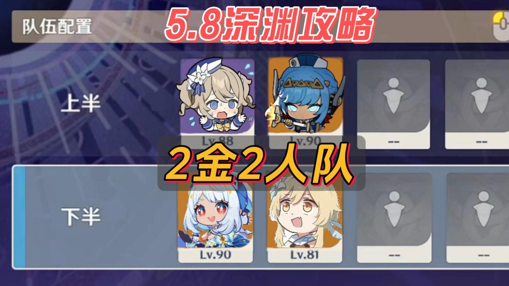 5.8深渊攻略，0命伊涅芙1命玛拉妮，2人队伍满星深渊