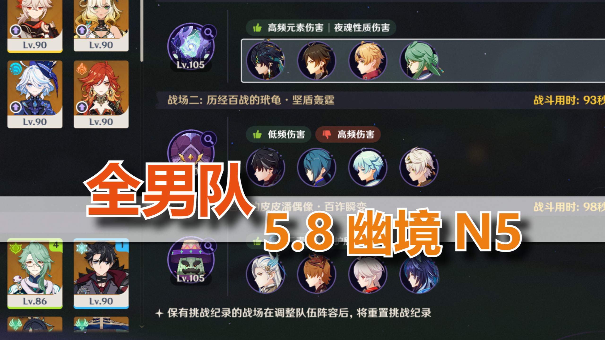 全男队N5 | 原神5.8幽境危战
