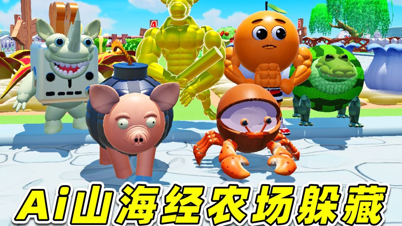 蛋仔派对：Ai山海经躲藏点？全新农场地图，合成兽完美融入！