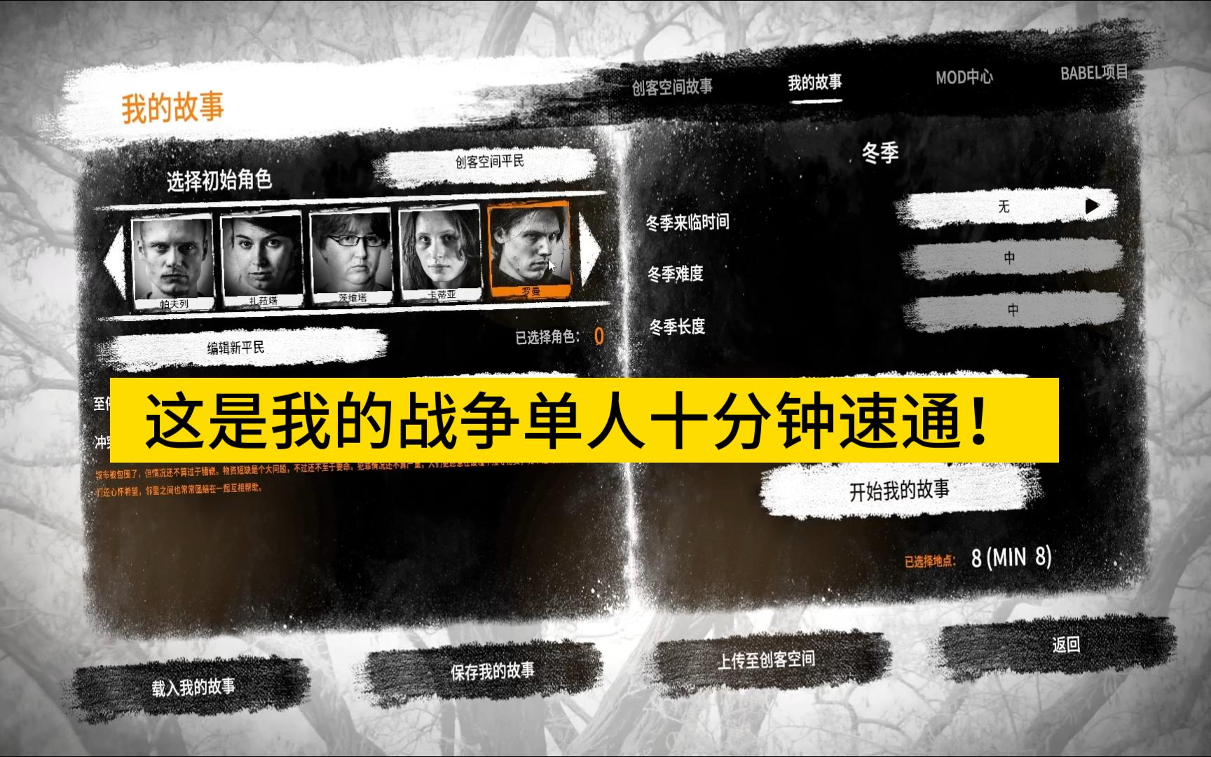这是我的战争十分钟速通，最后五天绝食，挨饿领袖