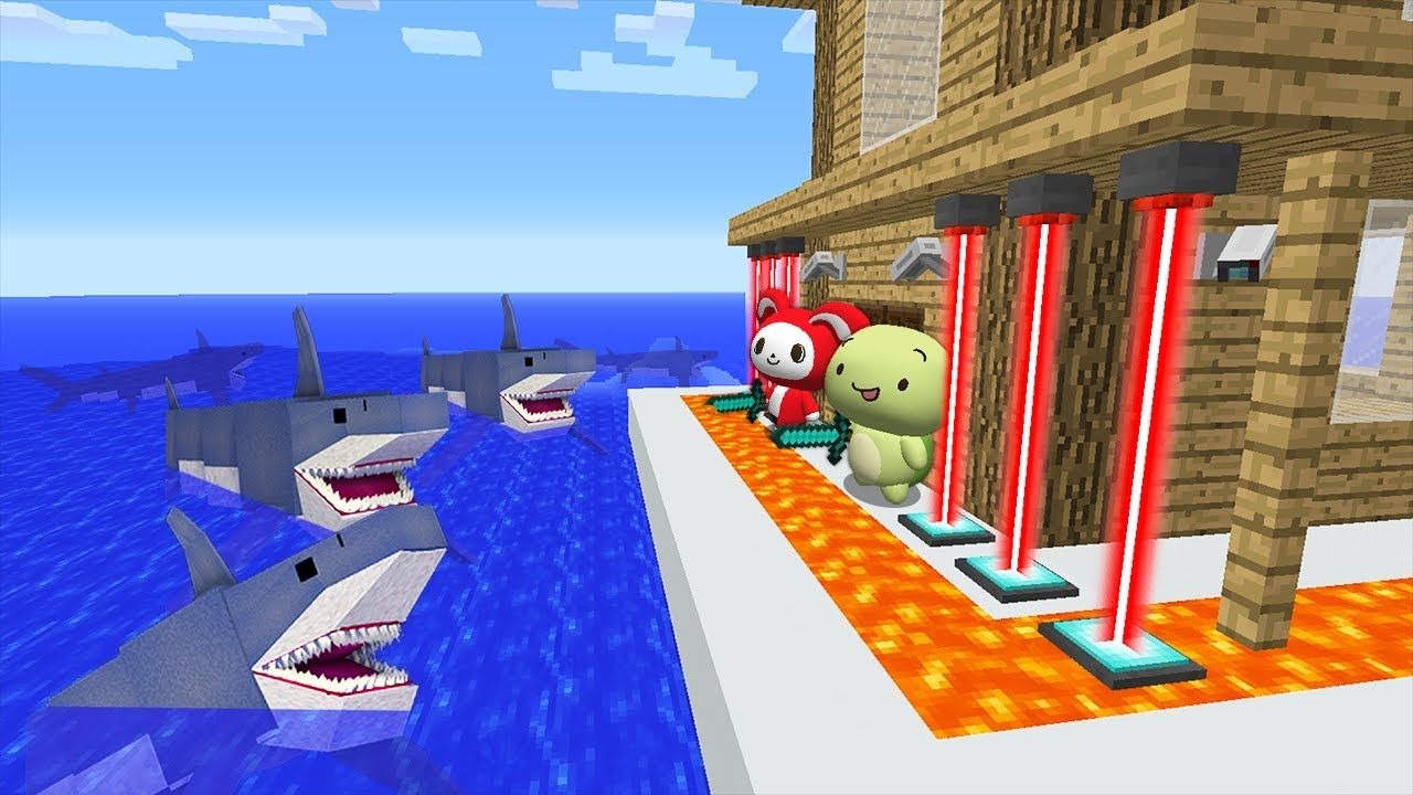 【Maizen】 最安全的房子 vs 僵尸鲨鱼！他们会脱离危险吗？