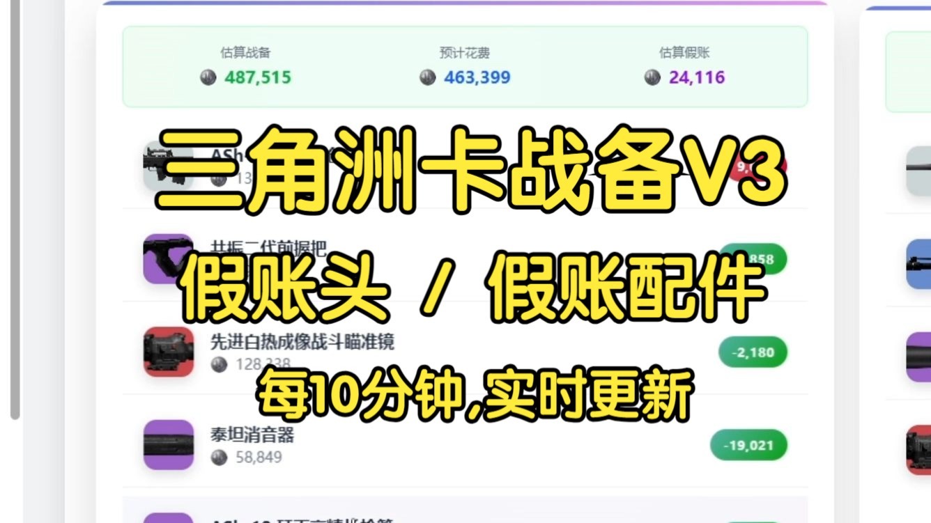 三角洲自动假账计算V3来了！全自动计算假账头！假账配件！三角洲经