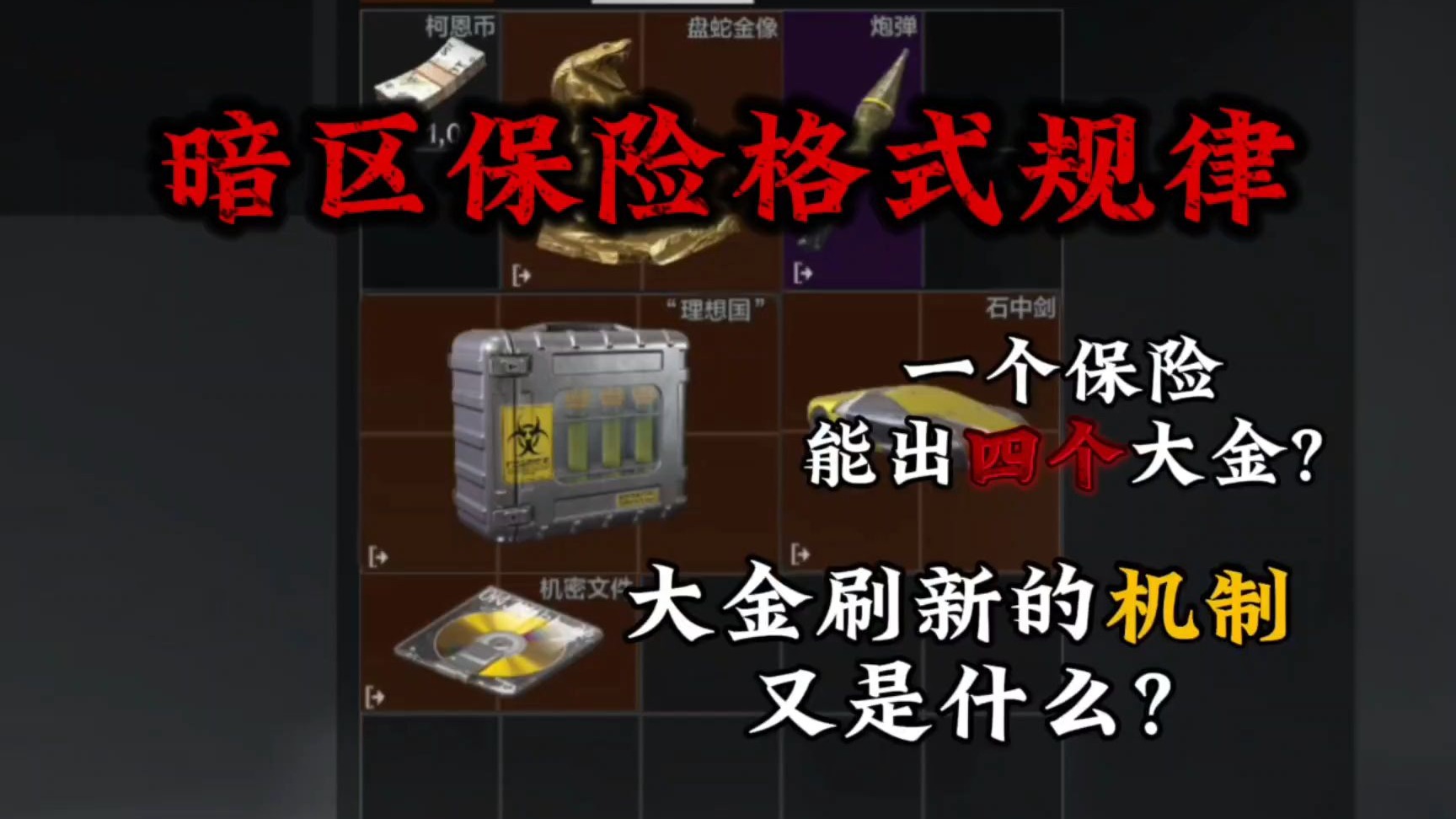 暗区s13赛季保险格式的规律和机制到底是什么?为何会出现三大