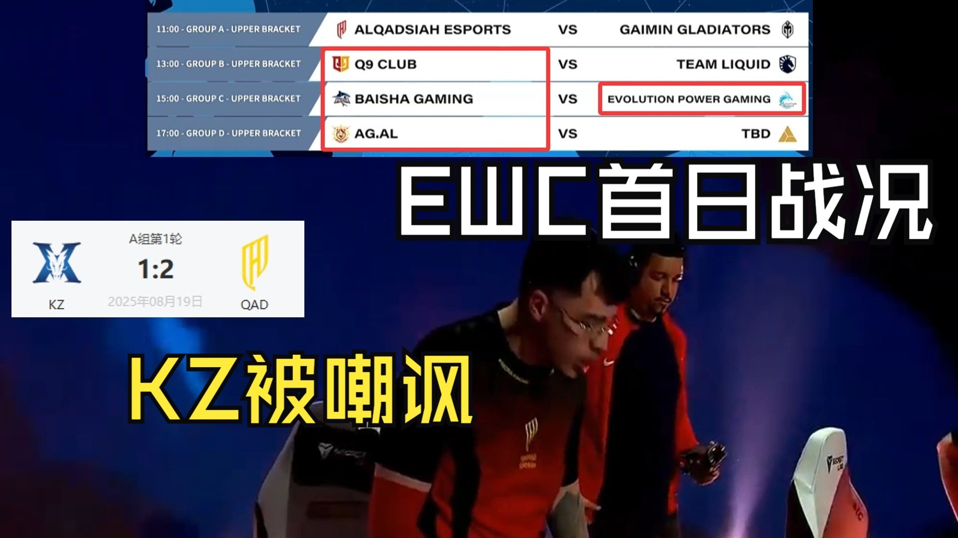 EWC穿越火线第一日，KZ惜败被菲菲嘲讽！首日战况来咯~ 白鲨、EP