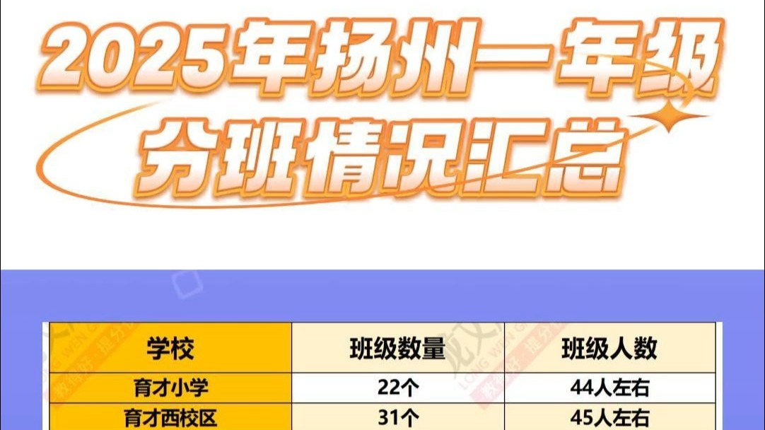 2025年扬州新一年级分班情况汇总