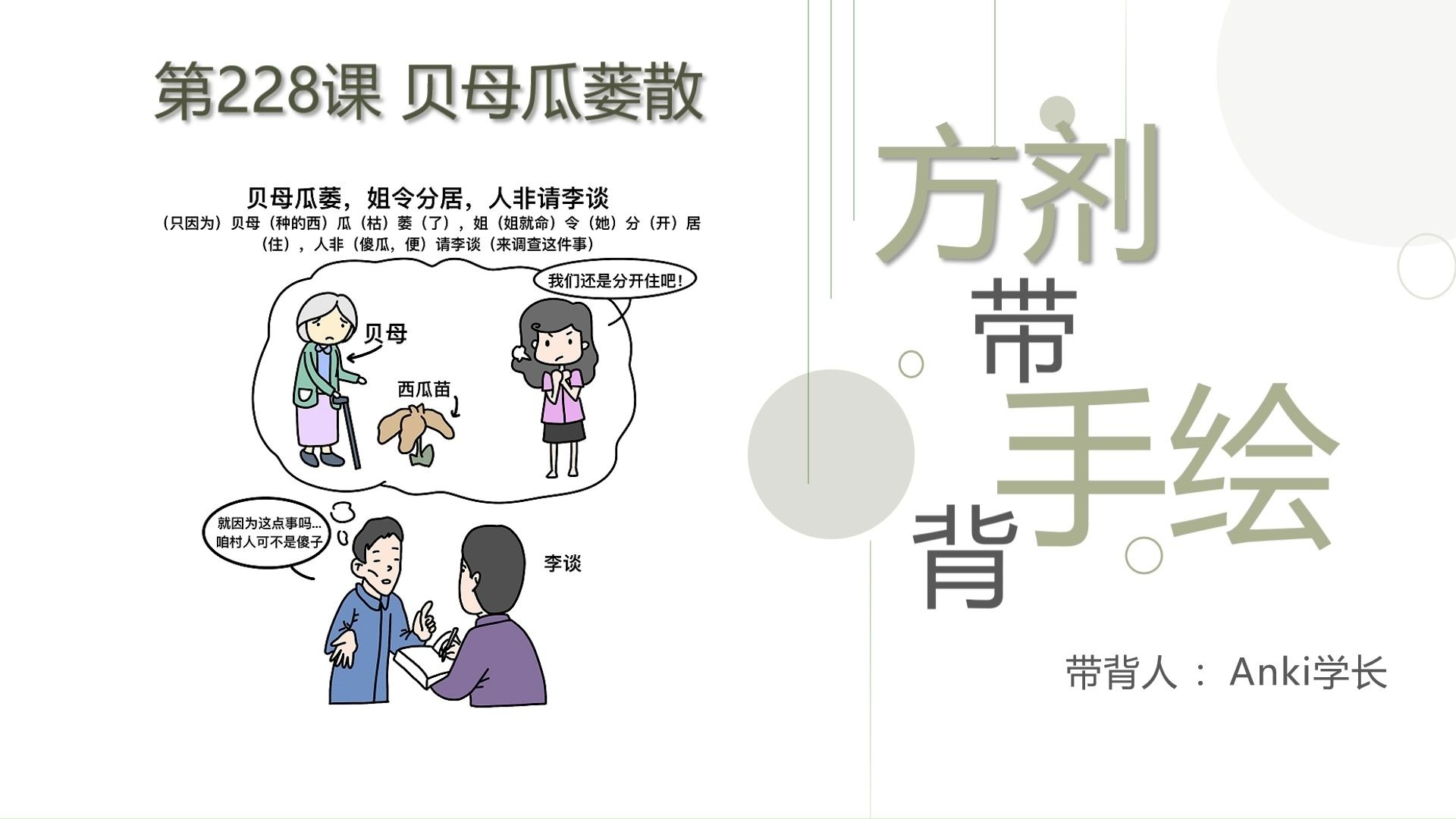 228课 贝母瓜蒌散/Anki医研带你2分钟背方剂