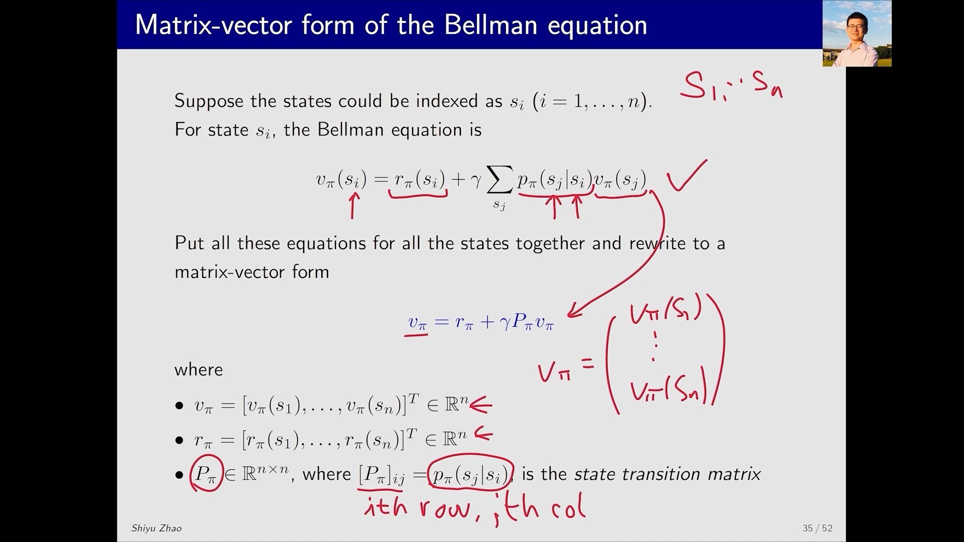 7.L2 Bellman Equation (P4-Matrix-vector form and solutio