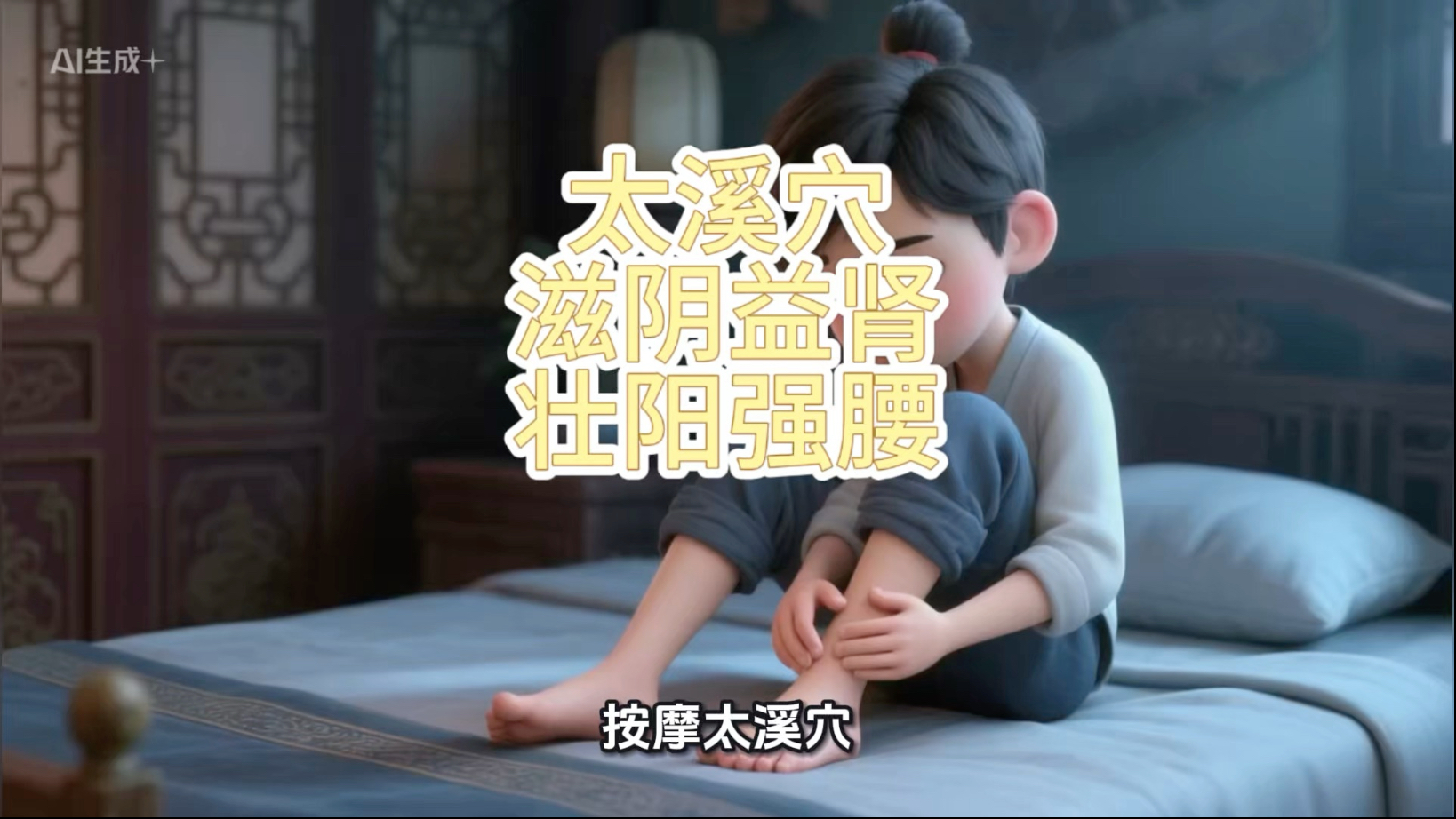 按摩太溪穴，滋阴益肾，壮阳强腰。