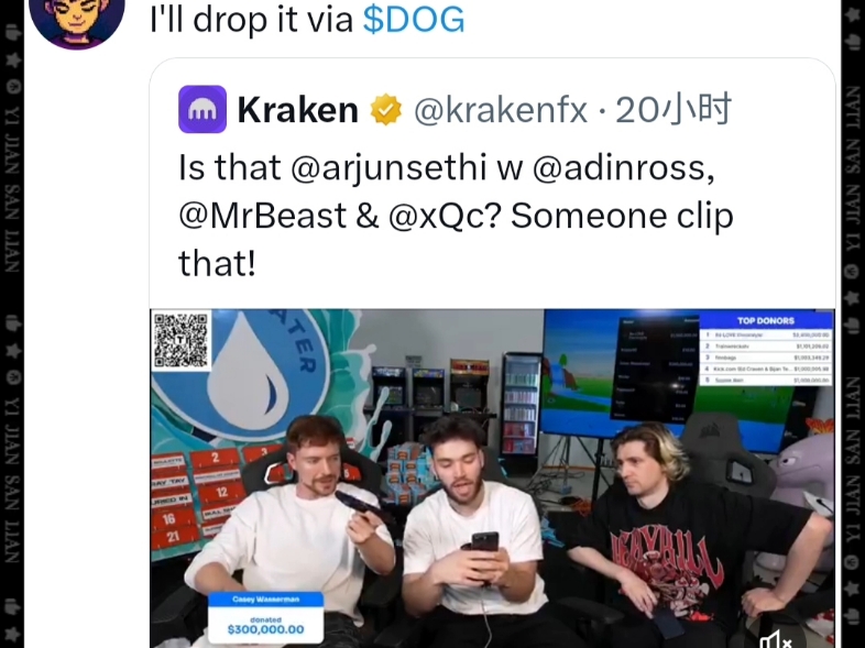北美第一大交易所CEO将通过比特币DOG向4亿粉丝的野兽先生MrB