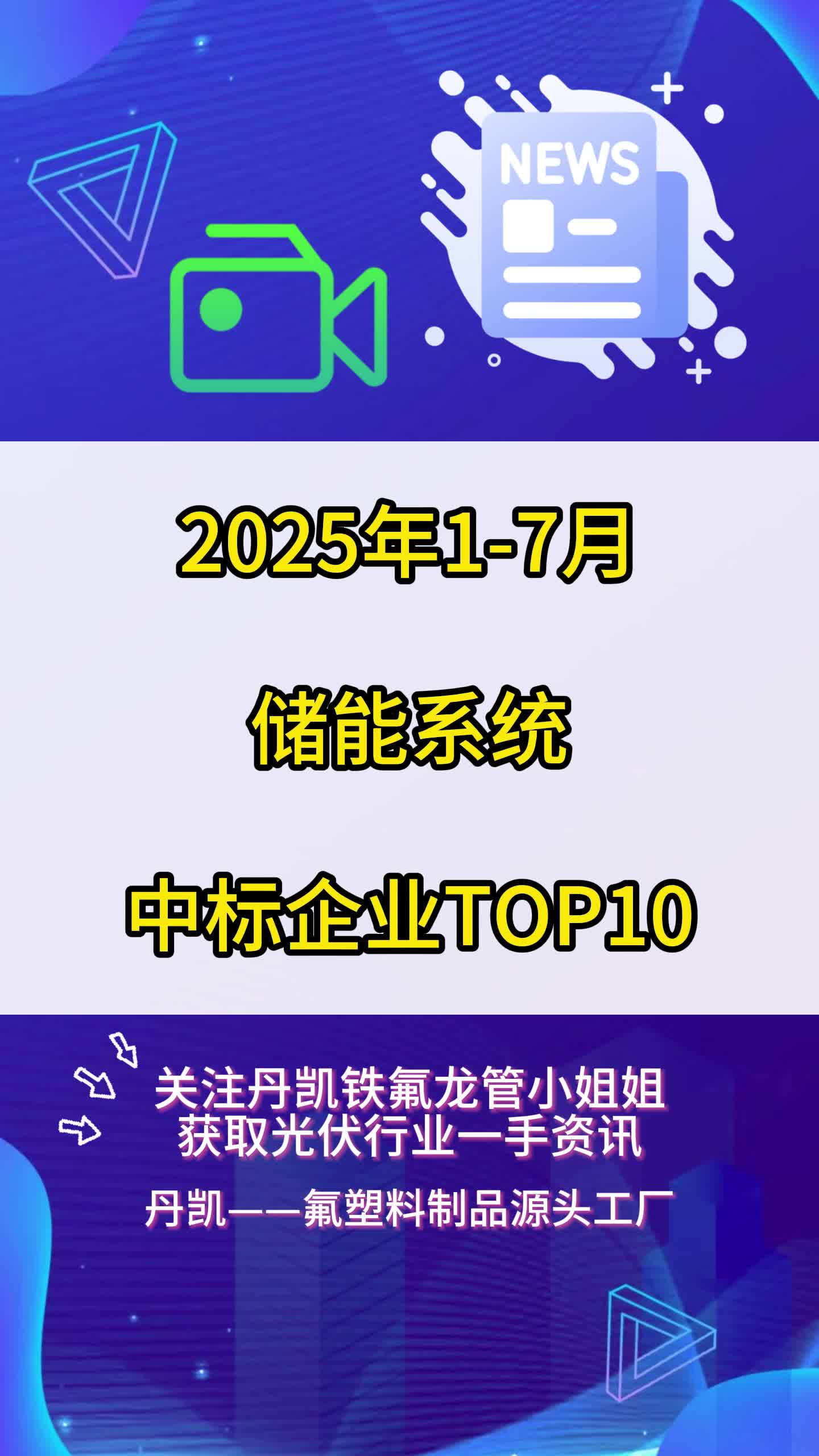 2025年1-7月储能系统中标企业TOP10