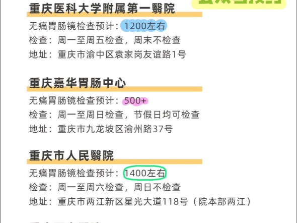 重庆无痛胃肠镜信息揭秘