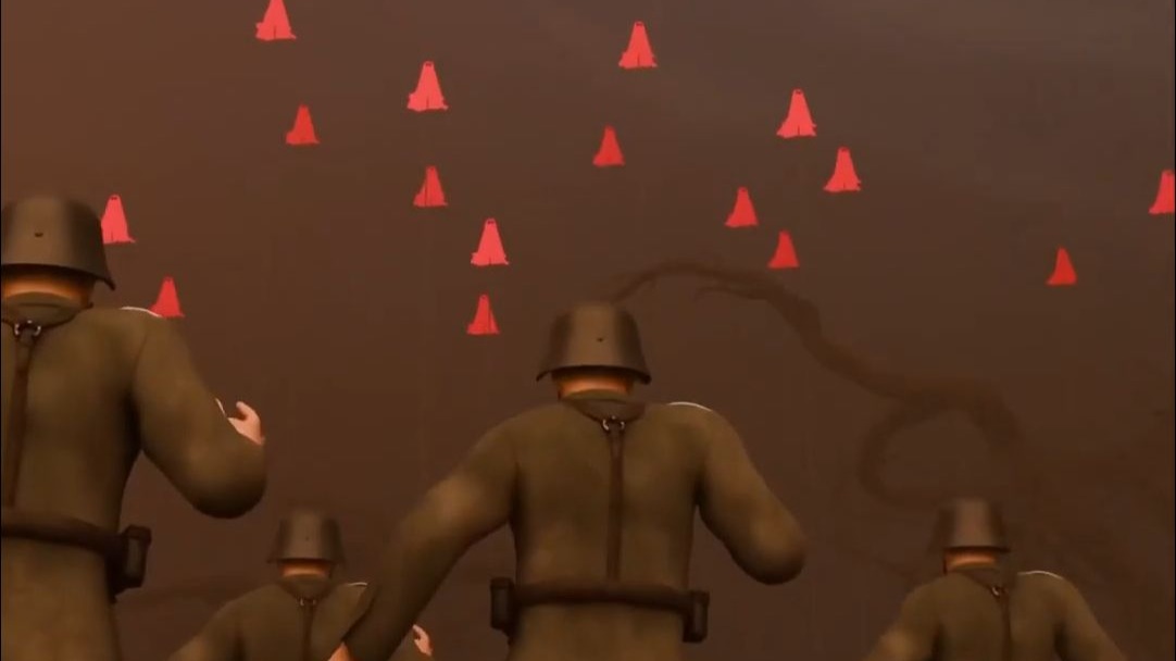 士兵在夜间战斗时使用风筝