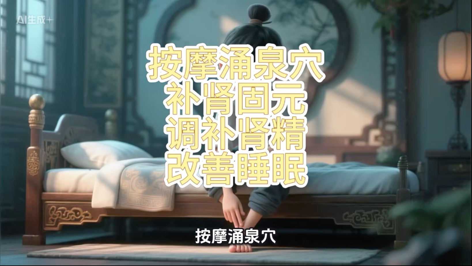 按摩涌泉穴，补肾固元，调补肾精，改善睡眠