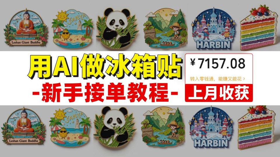 学会用AI做冰箱贴接单太香啦！首月战绩+7k！电脑操作有手就会~用