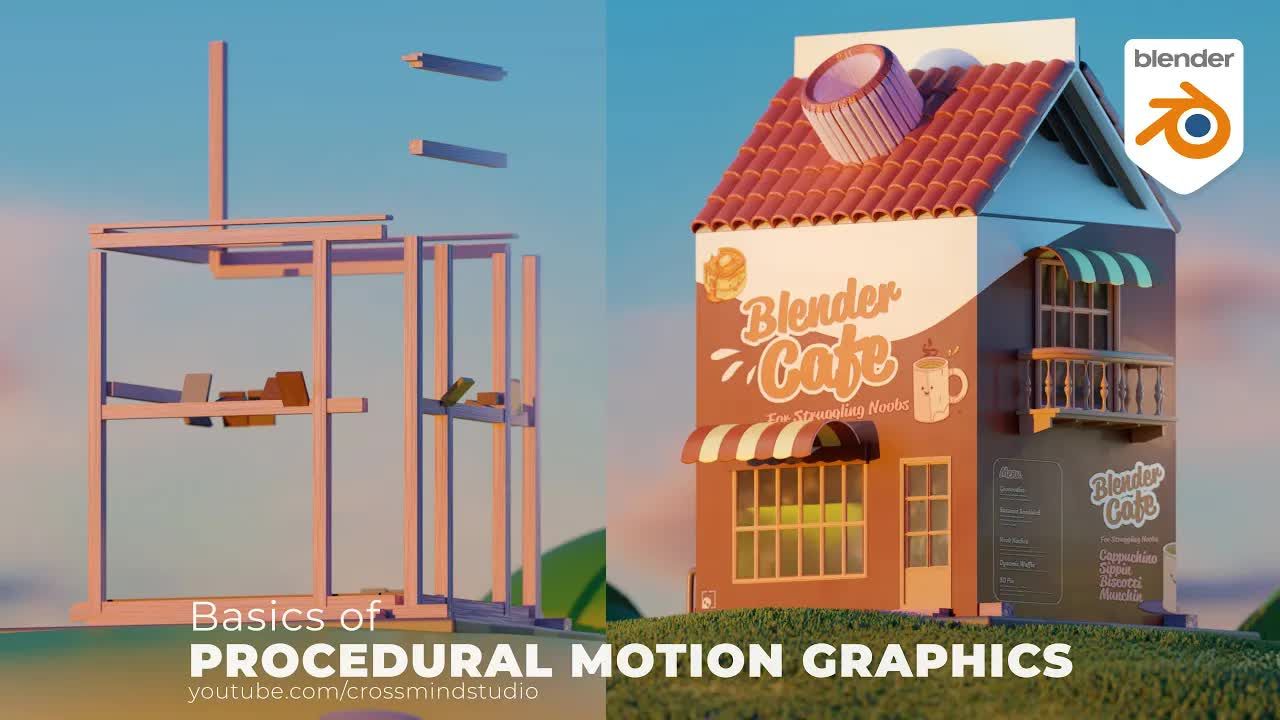 【中字】Blender3.0 几何节点入门教程（13.咖啡馆建筑动画）
