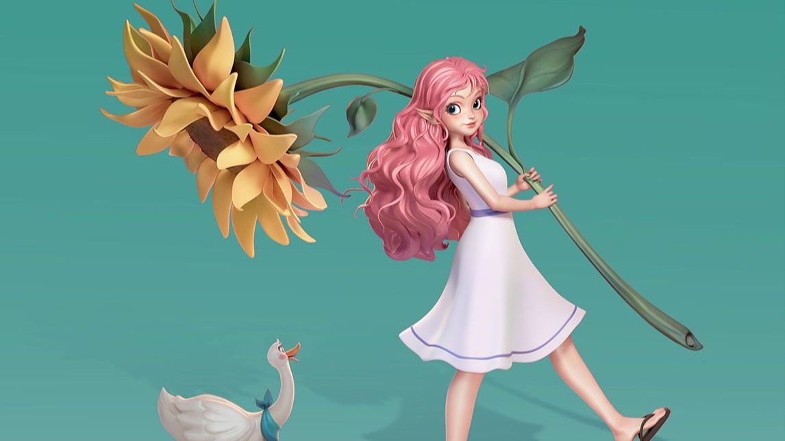 ZBrush-向日葵少女角色模型制作教程。zbrush雕刻教程