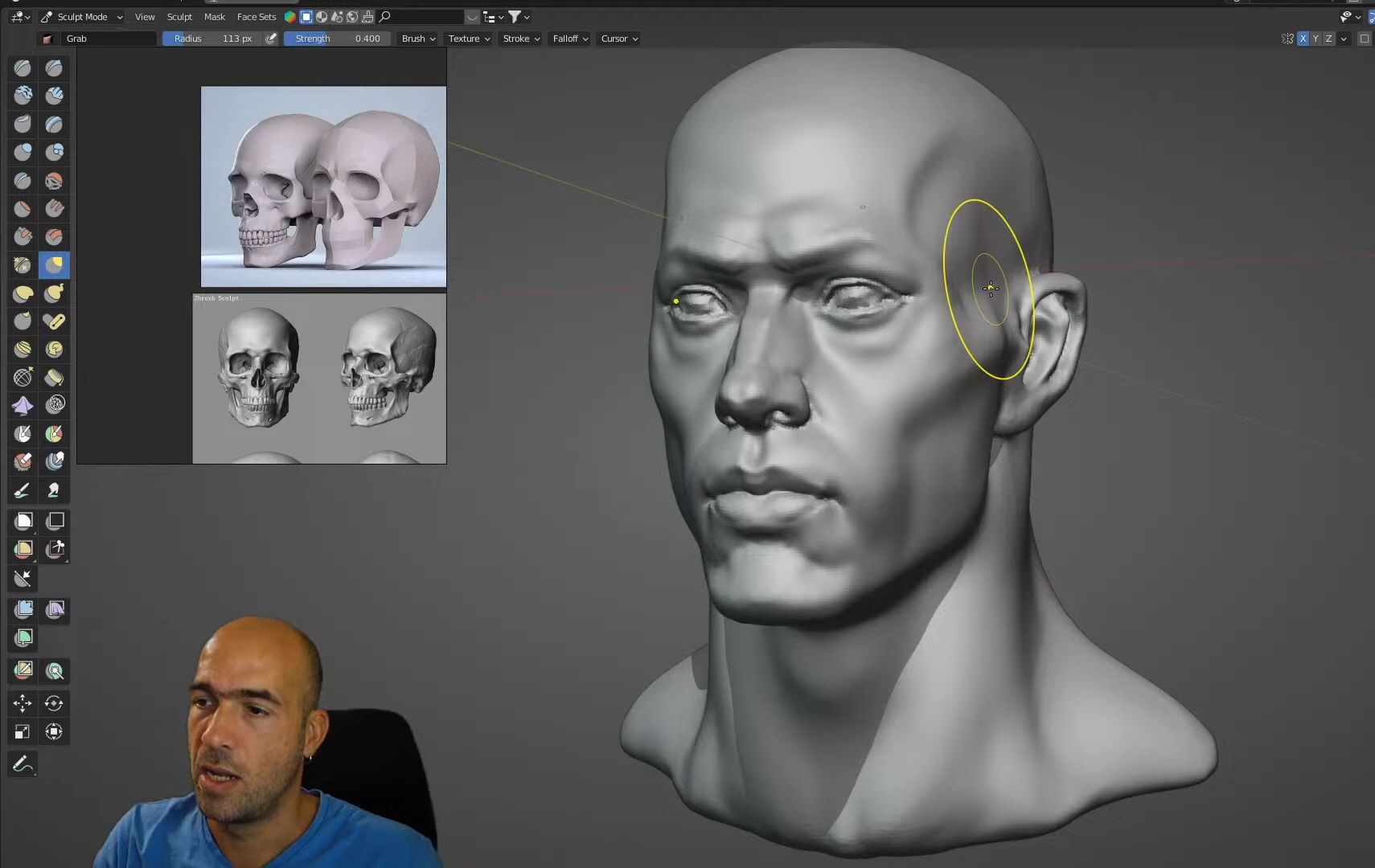 【Blender建模】头骨和人头雕刻演示~