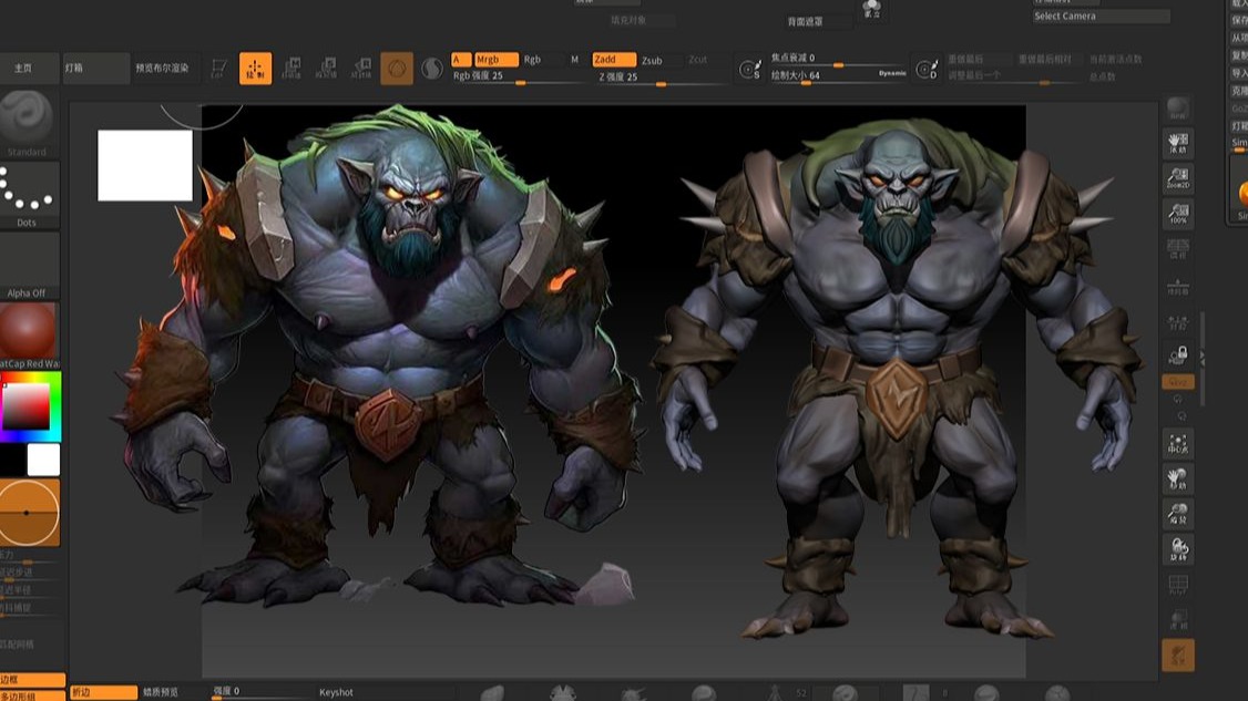 【zbrush角色雕刻】建模一个价值368的手办外包（半兽人），新手也