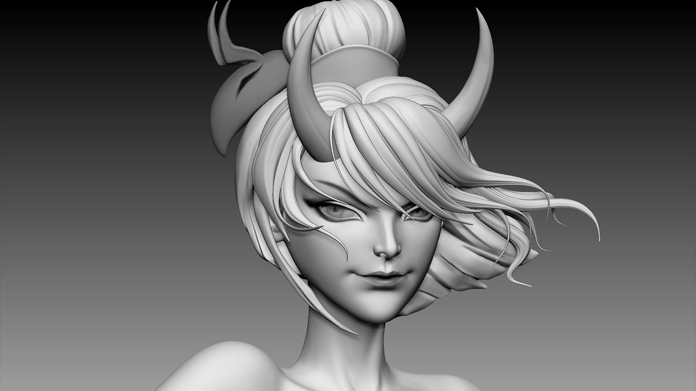 【ZBrush手办雕刻】风格化女性角色模型雕刻，适合新手学的简单