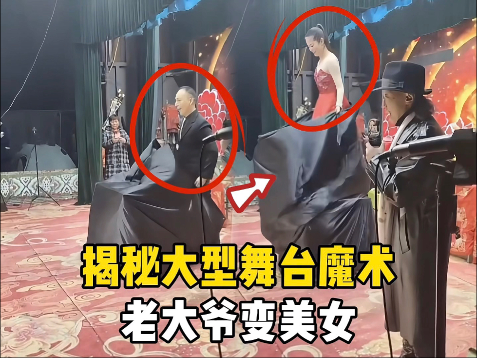 揭秘大型舞台魔术，看老大爷和美女如何隔箱交换？