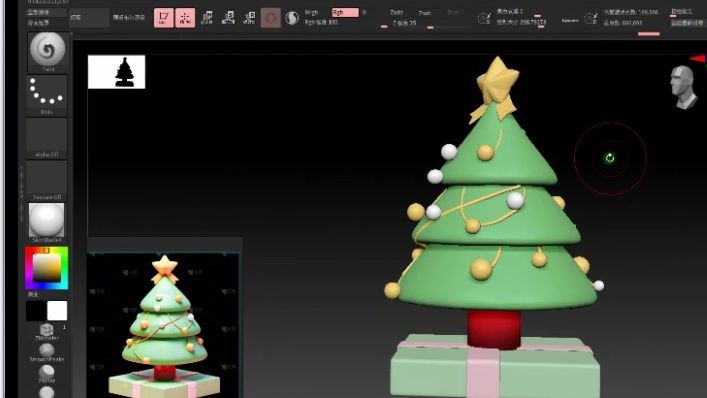 【zbrush教程】35分钟就可以学会的“圣诞树”案例制作。zbru