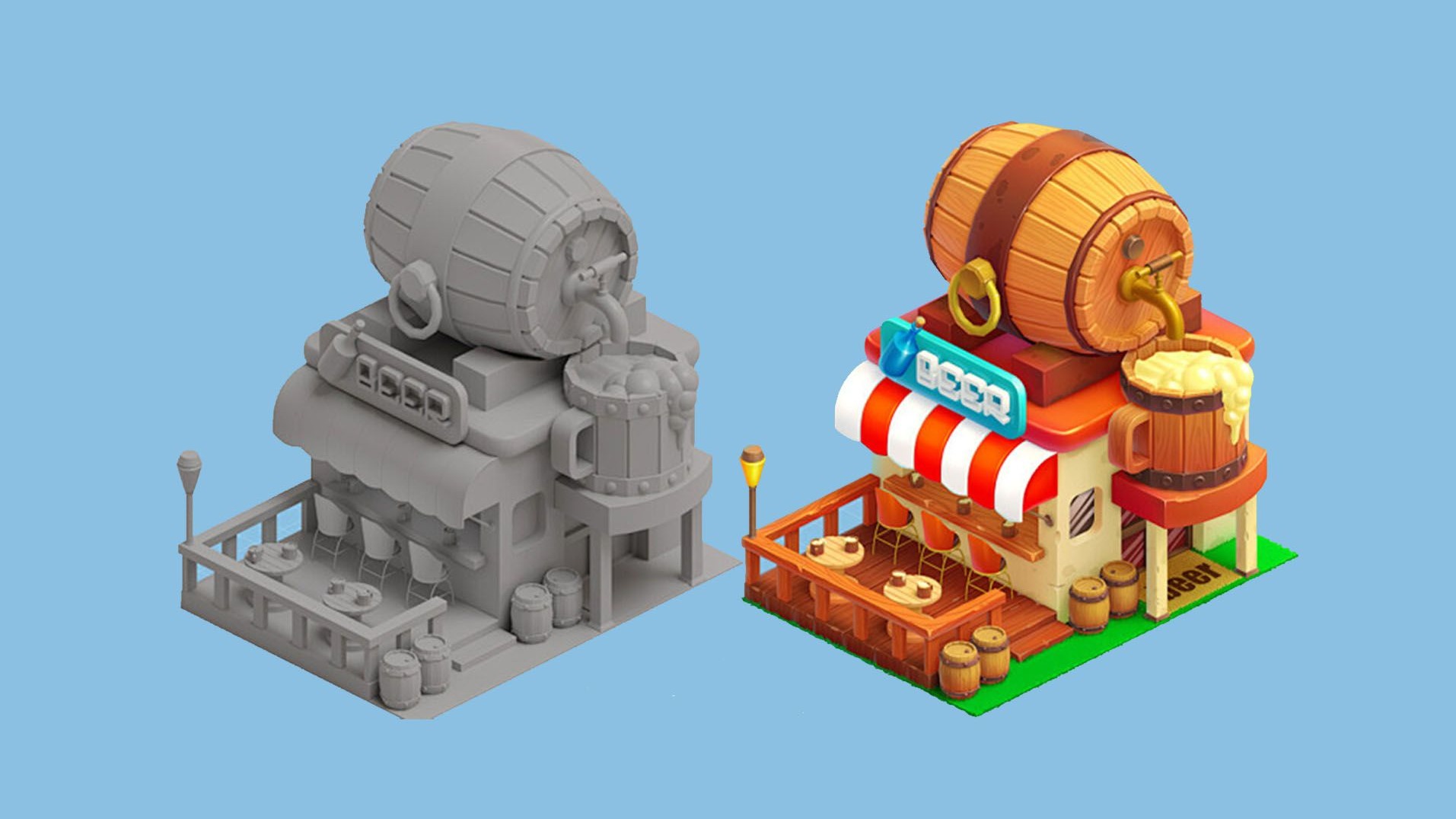 【3DMAX建模】如何用一个box，快速搭建出卡通啤酒房模型