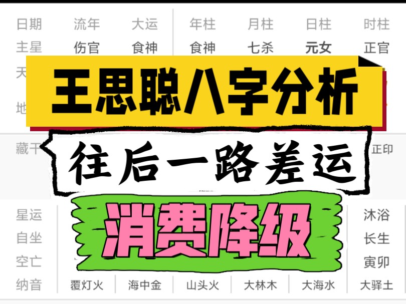 王思聪八字分析，往后一路差运，资产缩水！（三连关注无偿看盘）