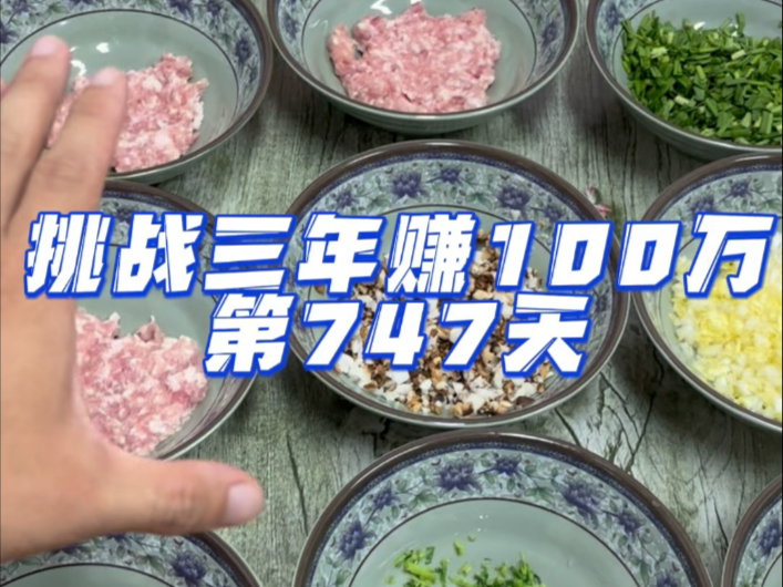 挑战三年赚100万第747天，第四次包饺子馄饨