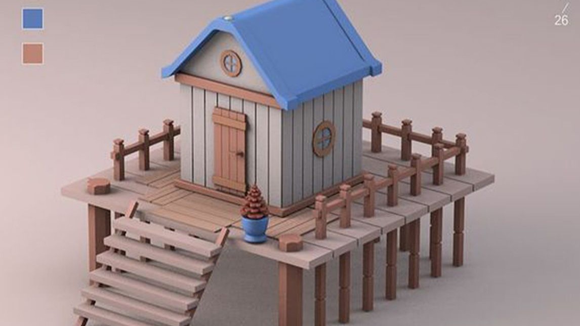 【3dmax场景建模】零基础卡通小房子模型制作教程。3dmax建模