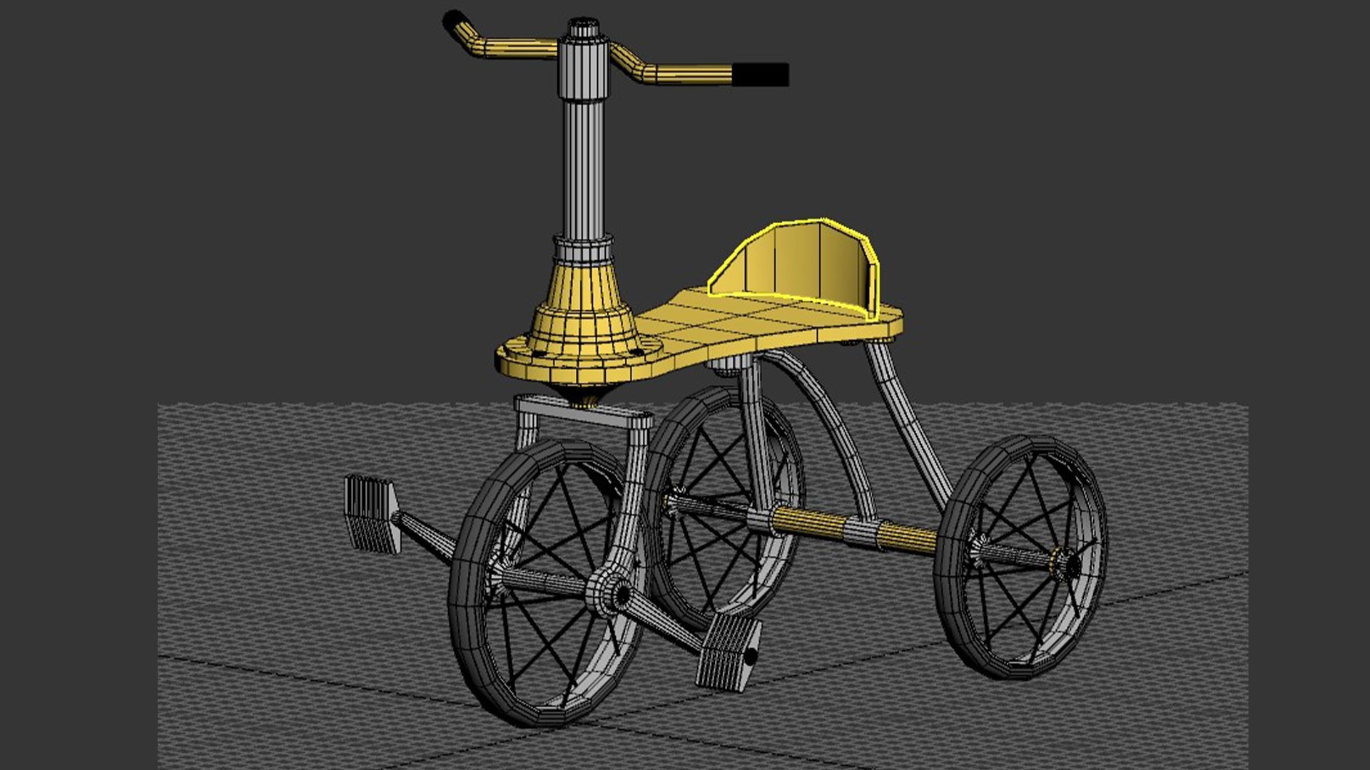 3dmax游戏风格化载具“三轮学步车”全流程武器模型布线思路 