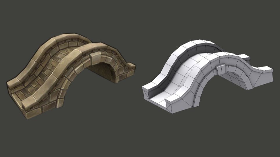【3dmax建模】游戏道具“石桥”模型制作，3dmax入门基础教学，新