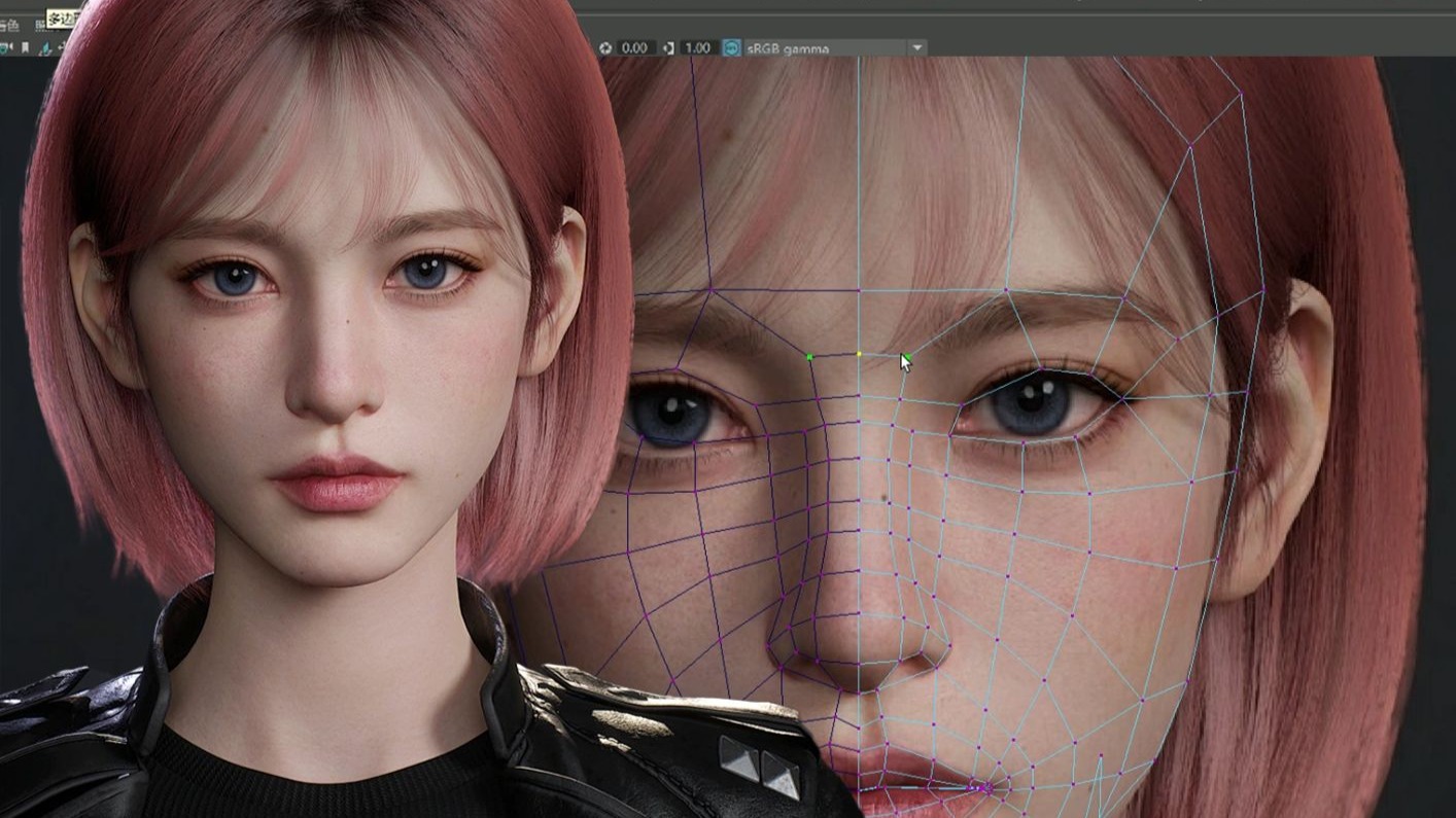 【Maya人物建模】从拉box开始教你，写实粉色齐耳短发小姐姐人