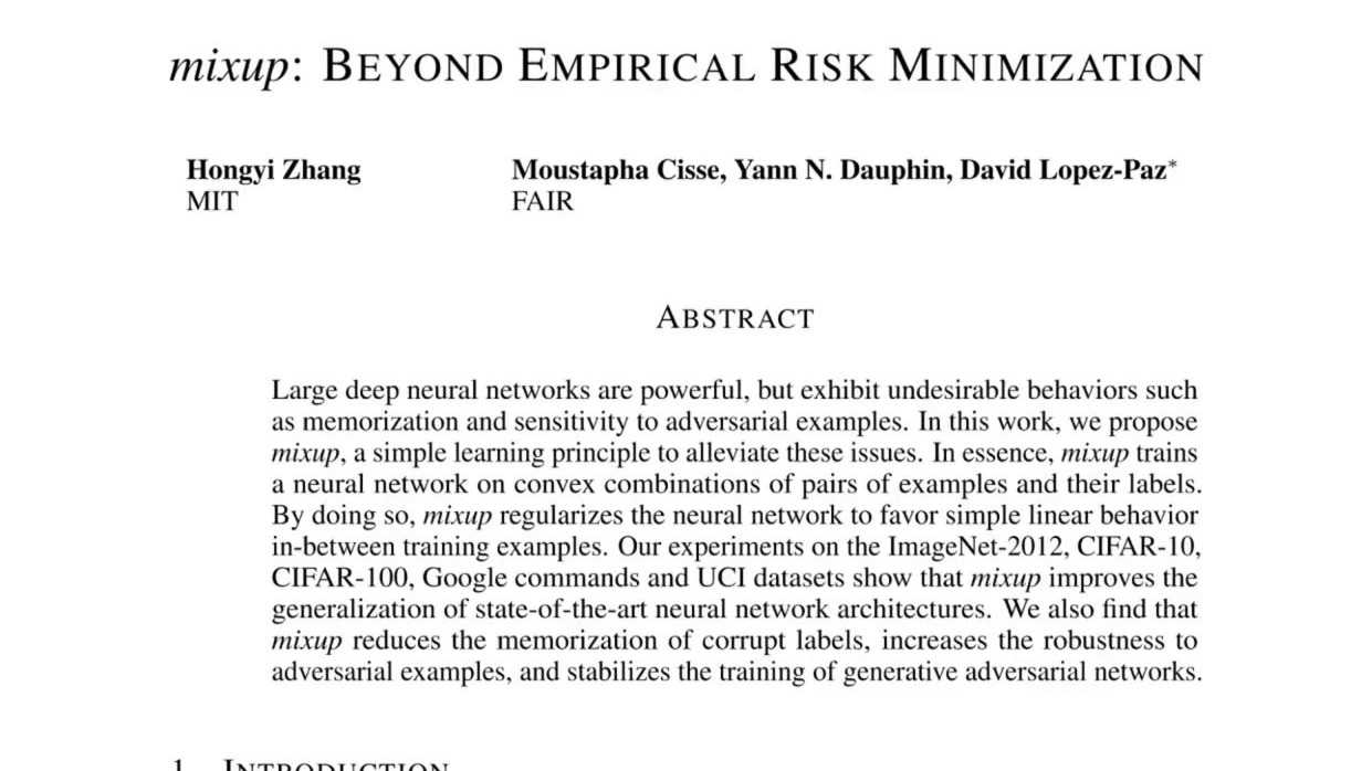 【Yannic Kilcher】手撕AI经典论文《mixup- Beyond Empirica