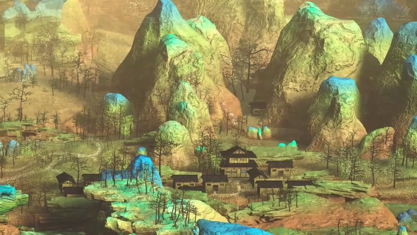 【blender】青山绿水！3D版千里江山图_三维场景制作全流程【含