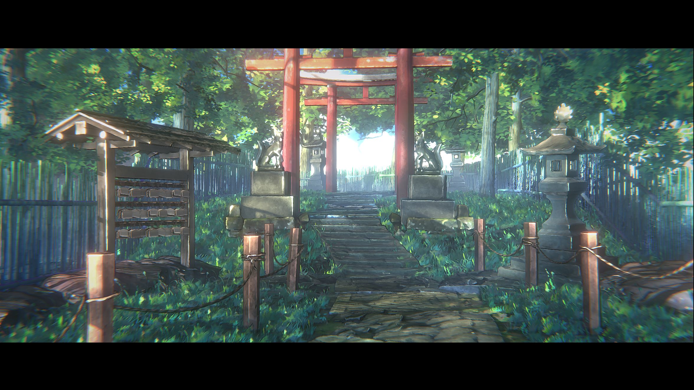 Blender摸个三渲二的小场景森林鸟居