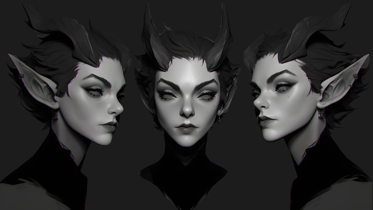 【zbrush手办雕刻】风格化恶魔女性角色模型制作，zb新手入门案