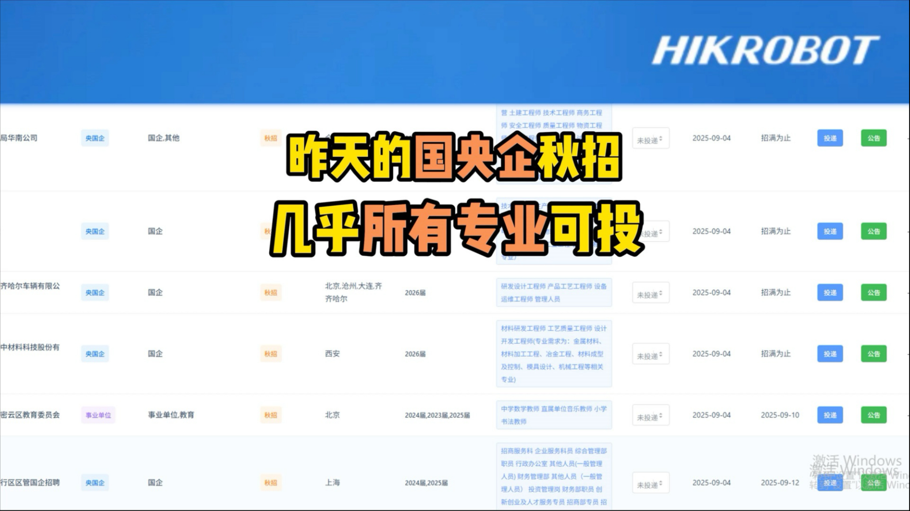 央国企的秋招大部分专业都可以投递啊