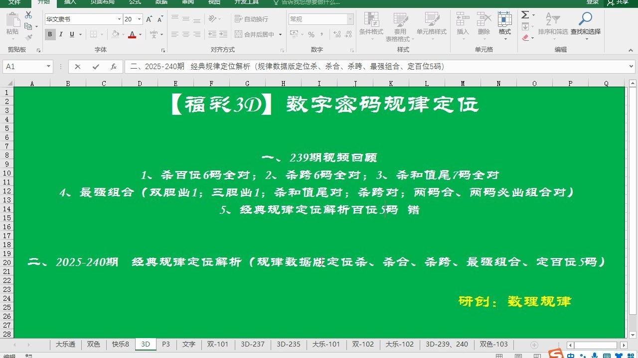 【福彩3D】2025-240期数字密码规律定位解析