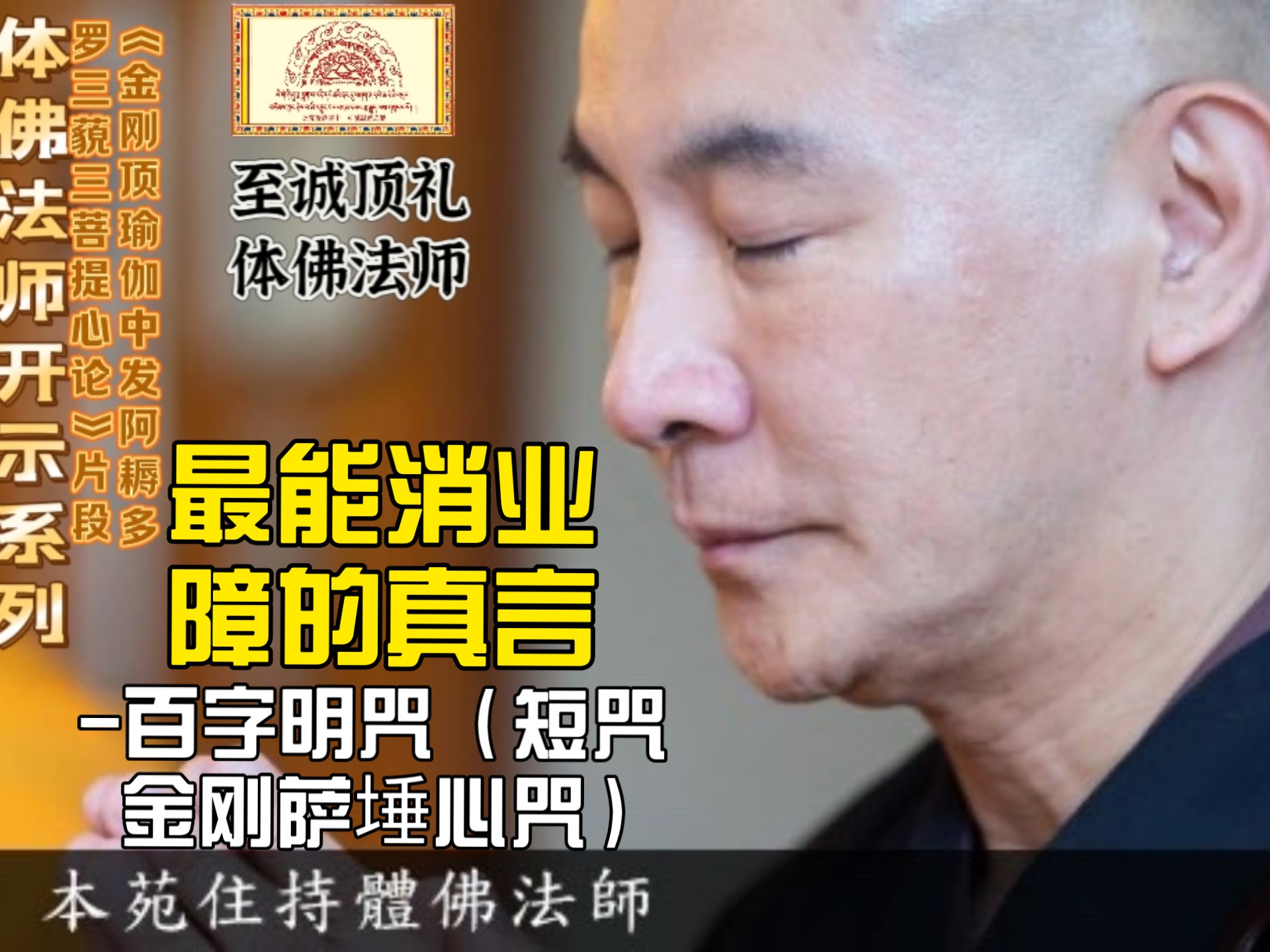 体佛法师: 最能消业障的真言-百字明咒（短咒 金刚萨埵心咒）。