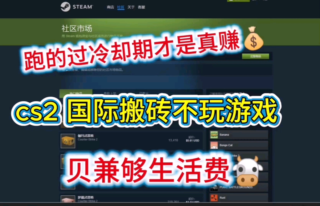 CSGO新手想做好搬砖并有利润：1学会看市场趋势，2控制投入成本，才